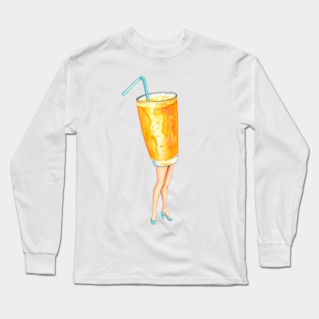 Orange Juice Pin-up Long Sleeve T-Shirt by KellyGilleran